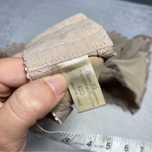 Vintage Embroidered Bra Bare Elegance 42D Pure Platinum Collection Textured Nude - Picture 5 of 9